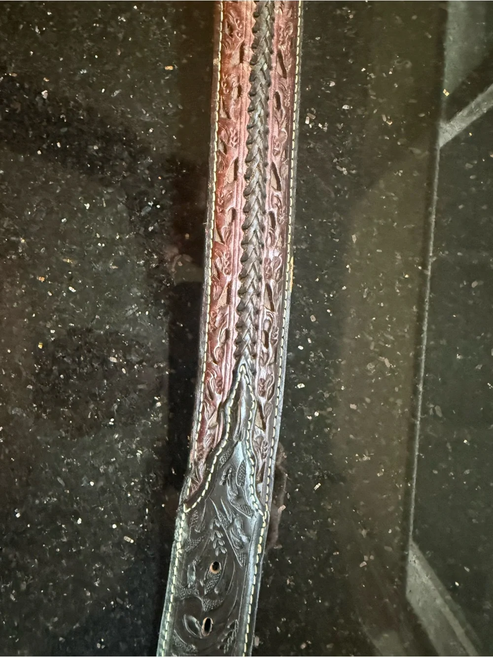 Vintage Resistol hand-tooled Western leather belt size 44
